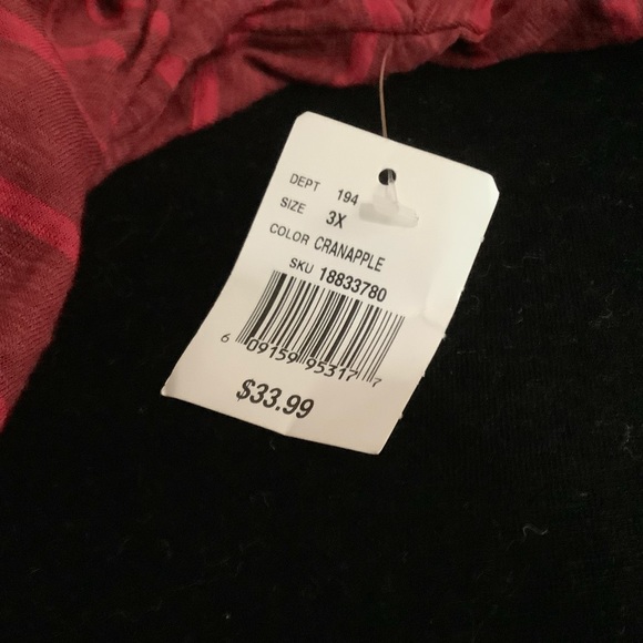 Eye Candy Red Stripe Jersey Tee w/ Cream Lace 3X - Picture 7 of 7